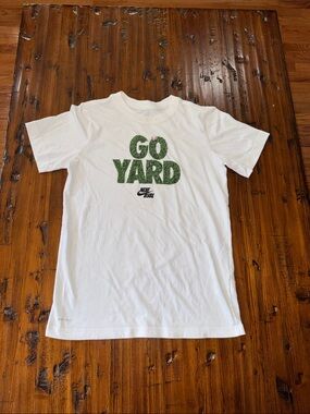 Nike White Tee with Green 'GO YARD' Graphic